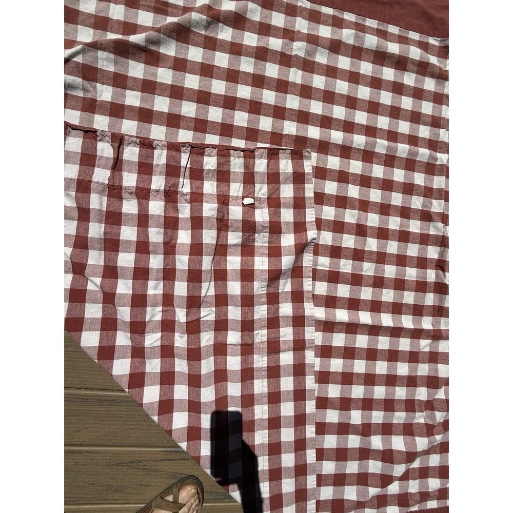 VTG Williams-Sonoma Tablecloth Rust Terracotta White Gingham Check 68x78 Cotton